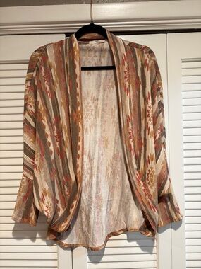 NWOT entro Aztec-Pattern Open-Front Cardigan in Cream, Tan & Rust